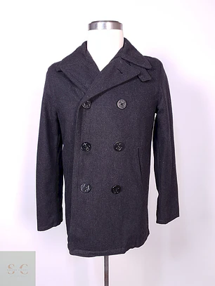 Abrigo Old Navy Marinero Plomo Mezcla Lana Talla S