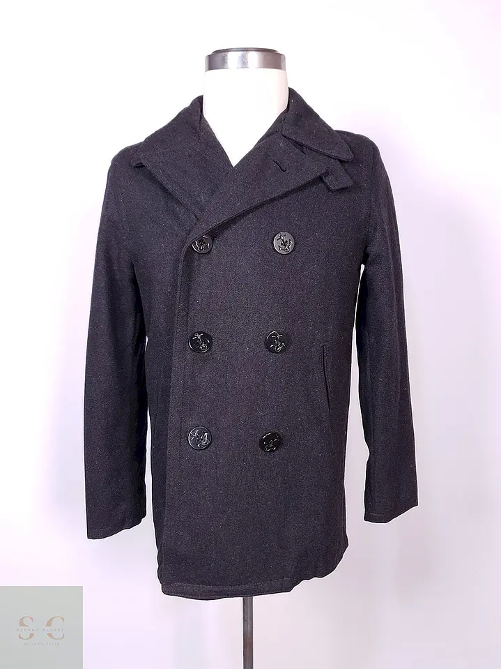 Abrigo Old Navy Marinero Plomo Mezcla Lana Talla S 1