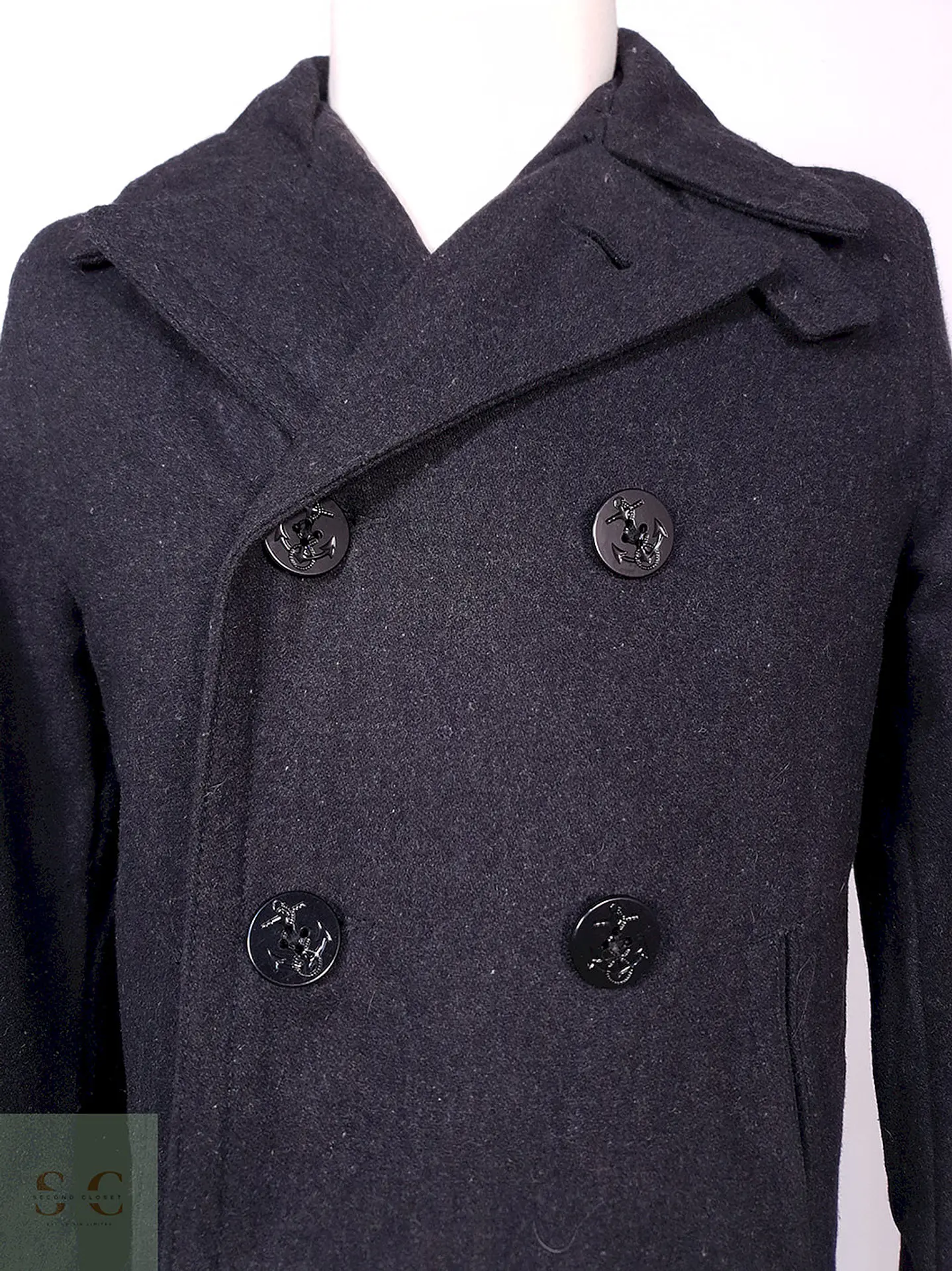 Abrigo Old Navy Marinero Plomo Mezcla Lana Talla S 4