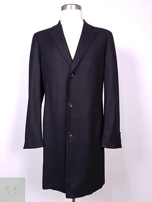 Abrigo Nordstrom Largo Negro 100% Lana Talla L