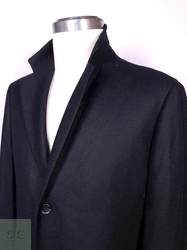 Abrigo Nordstrom Largo Negro 100% Lana Talla L 8