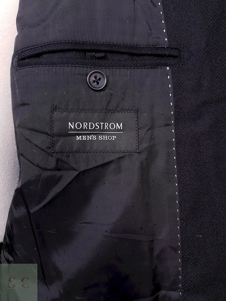 Abrigo Nordstrom Largo Negro 100% Lana Talla L 10