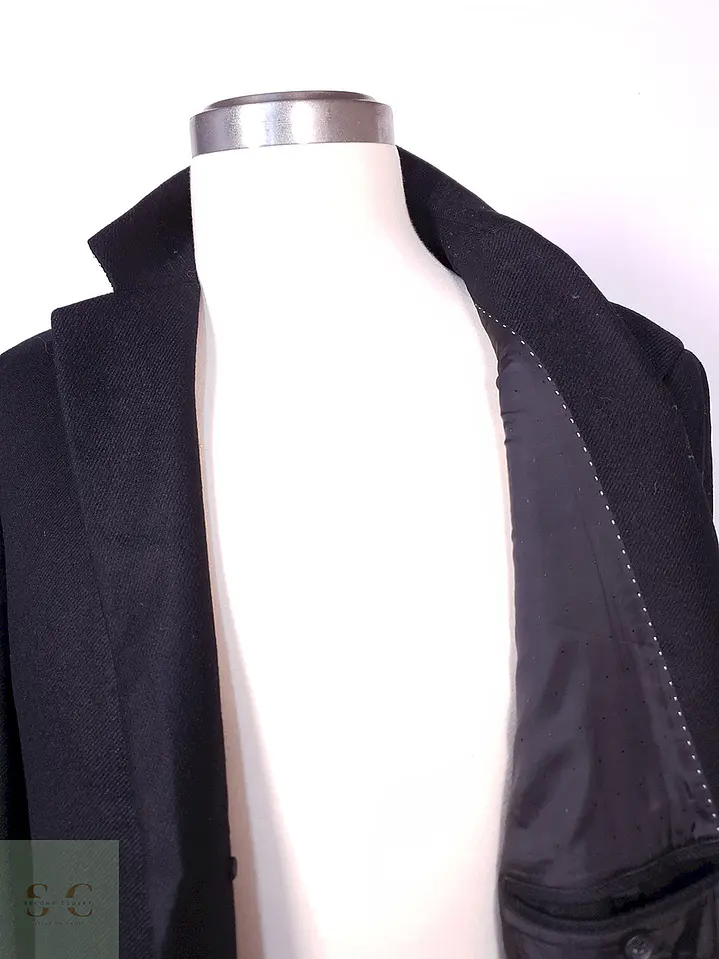Abrigo Nordstrom Largo Negro 100% Lana Talla L 13