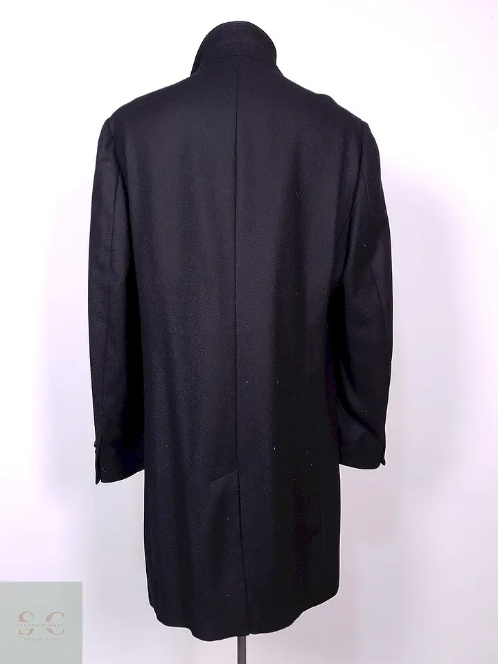 Abrigo Nordstrom Largo Negro 100% Lana Talla L 15