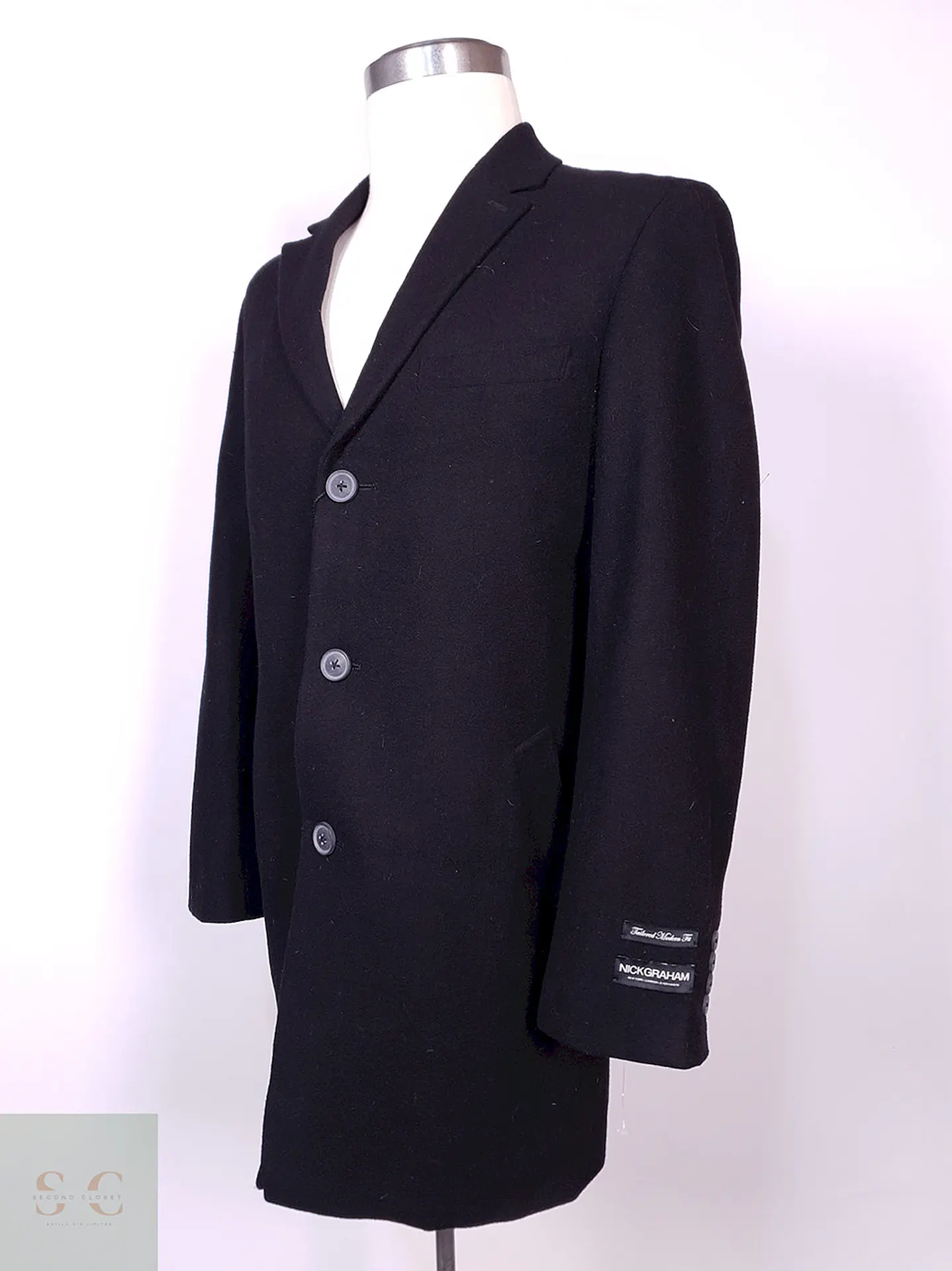 Abrigo Climate Couture Negro Lana Talla M 2
