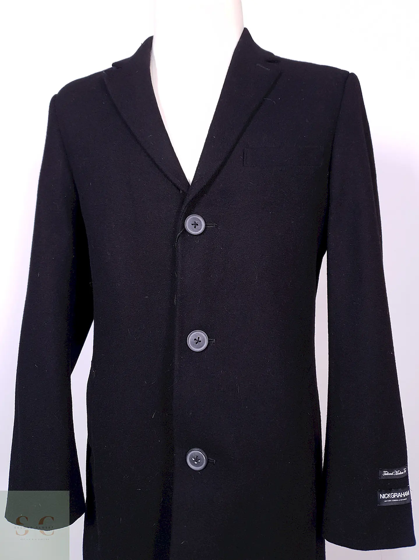 Abrigo Climate Couture Negro Lana Talla M 4