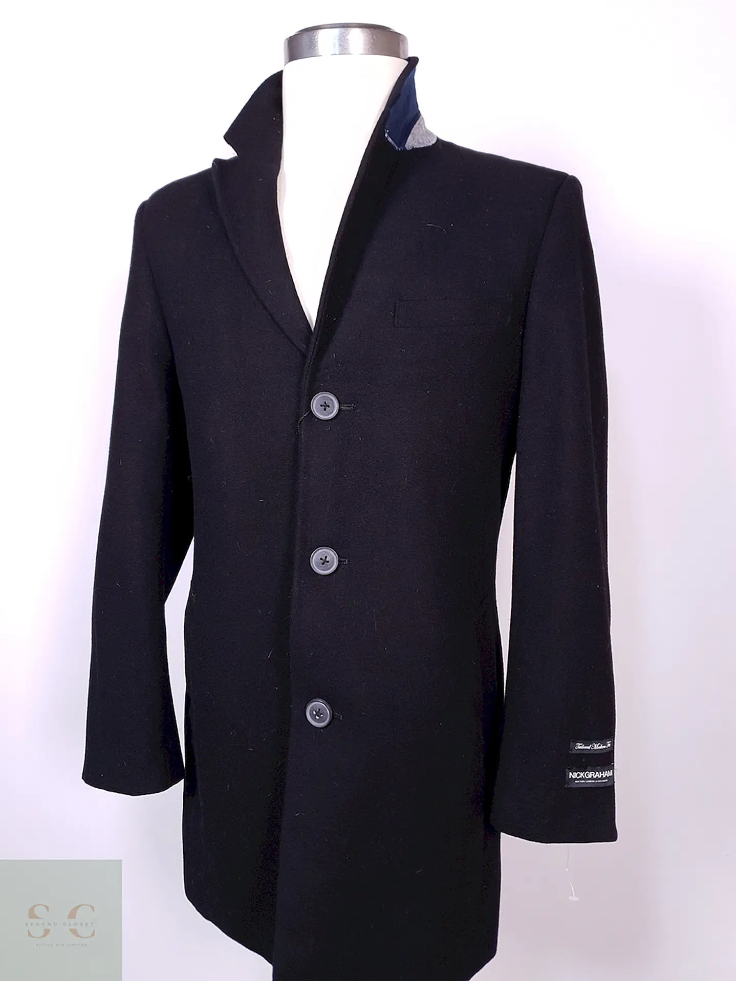 Abrigo Climate Couture Negro Lana Talla M 8