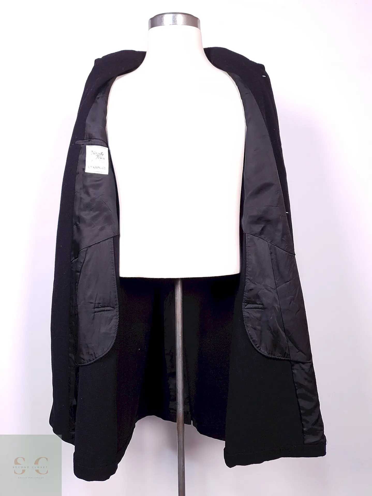 Abrigo Varsity Negro Lana Talla M 8