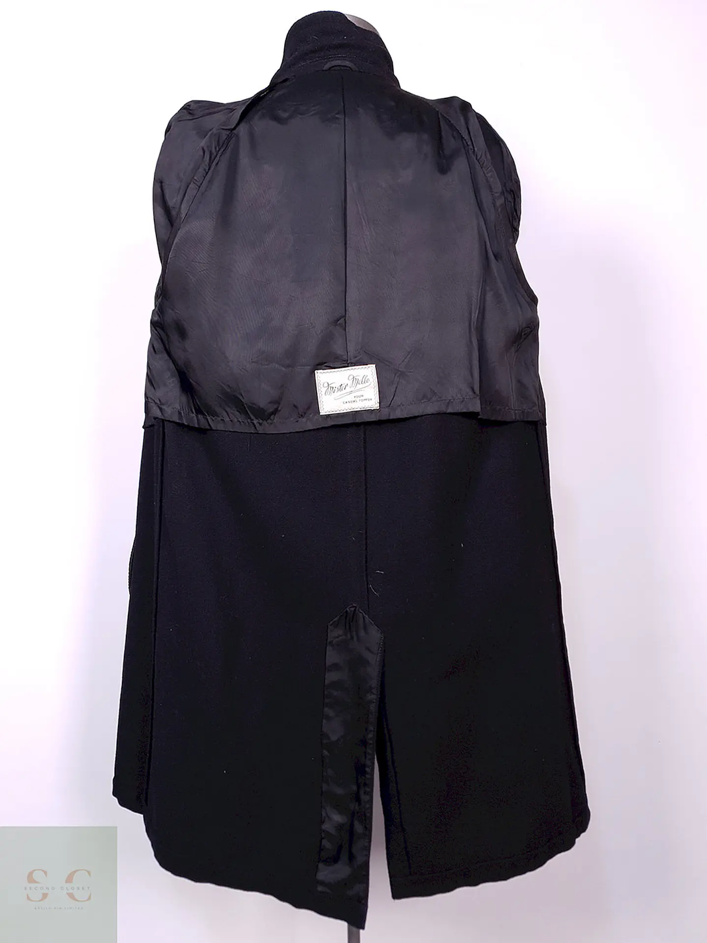 Abrigo Varsity Negro Lana Talla M 12