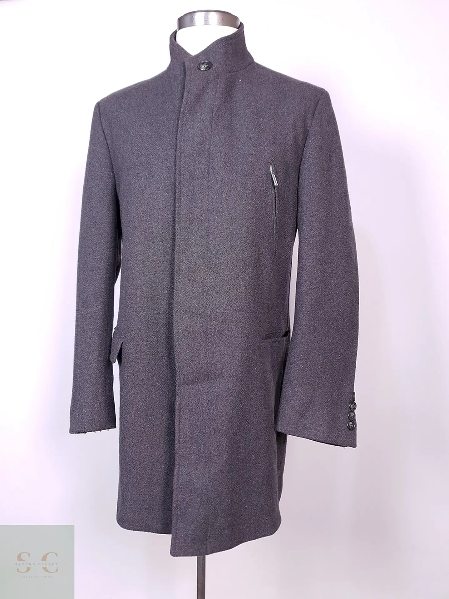 Abrigo Dressmann Plomo Mezcla Lana Talla XL 2