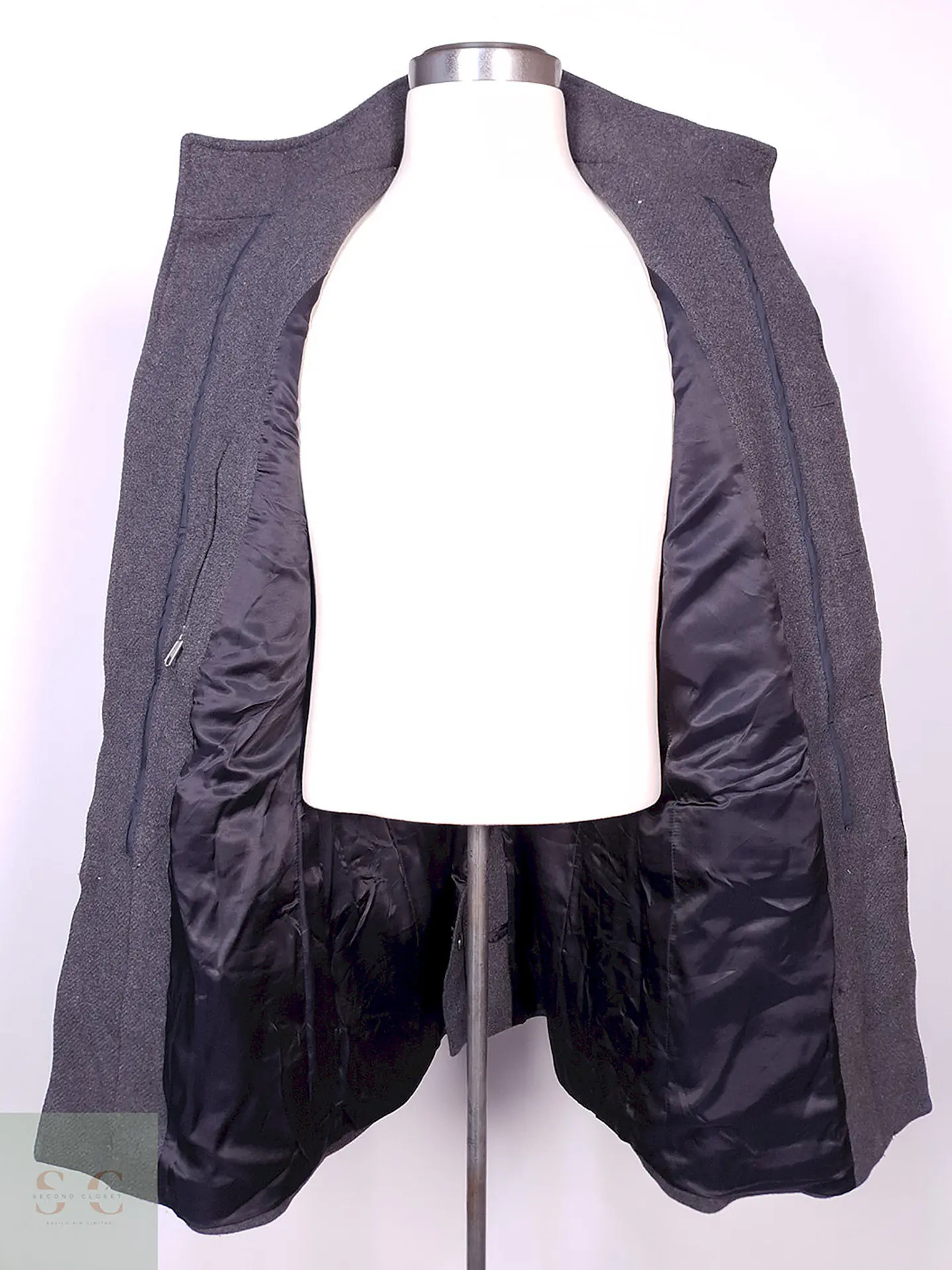 Abrigo Dressmann Plomo Mezcla Lana Talla XL 9
