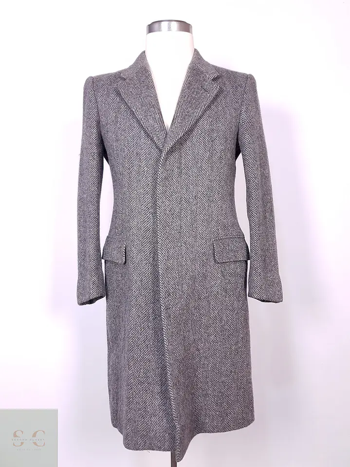 Abrigo Moessmer Vintage Plomo Lana Virgen Mohair Talla M 1