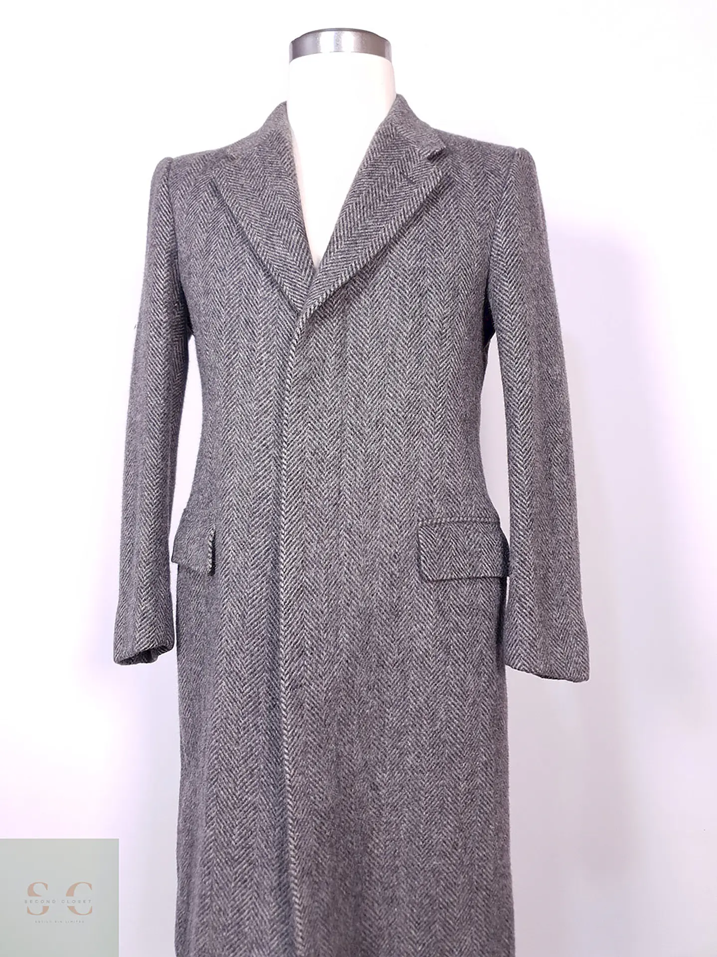 Abrigo Moessmer Vintage Plomo Lana Virgen Mohair Talla M 2