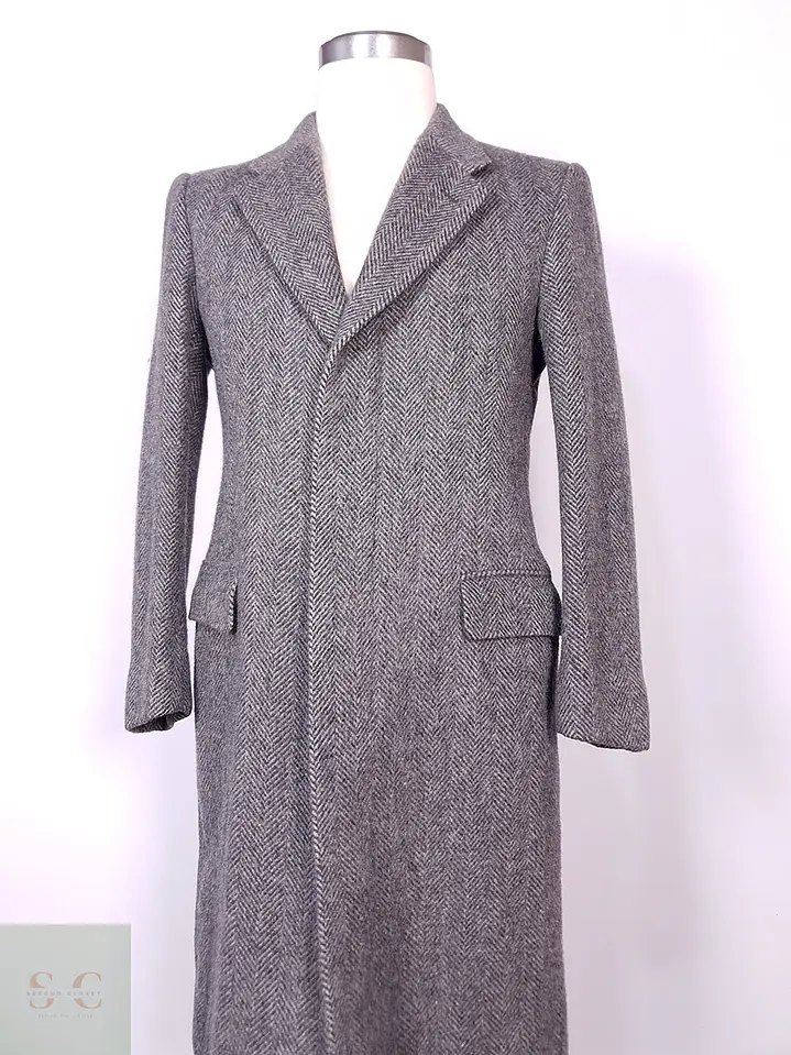 Abrigo Moessmer Vintage Plomo Lana Virgen Mohair Talla M 2