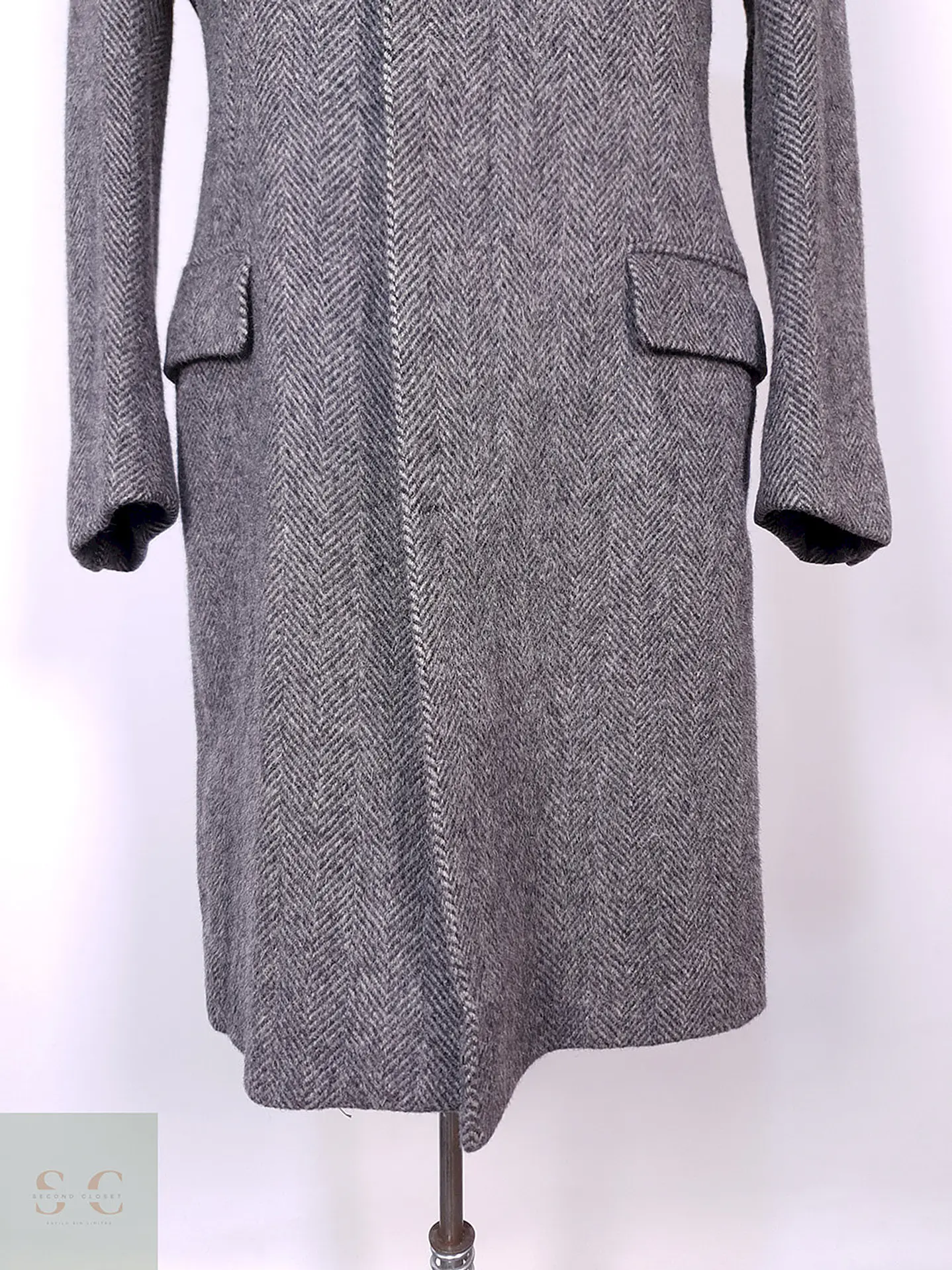 Abrigo Moessmer Vintage Plomo Lana Virgen Mohair Talla M 3