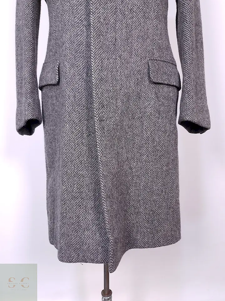 Abrigo Moessmer Vintage Plomo Lana Virgen Mohair Talla M 3