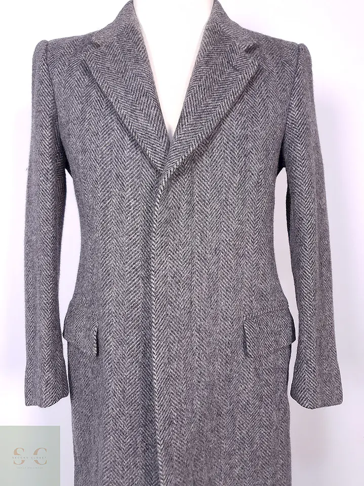 Abrigo Moessmer Vintage Plomo Lana Virgen Mohair Talla M 4