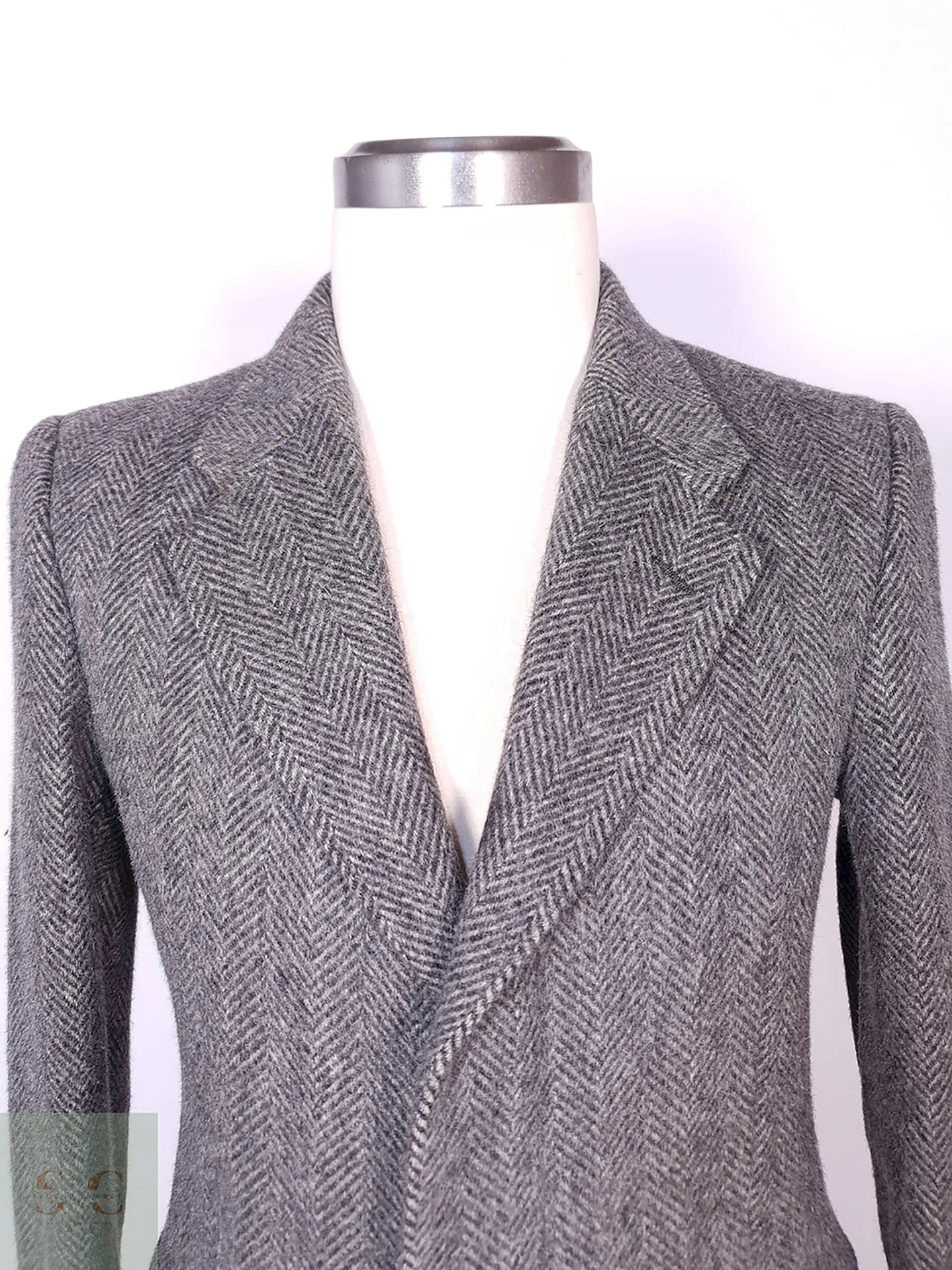 Abrigo Moessmer Vintage Plomo Lana Virgen Mohair Talla M 5