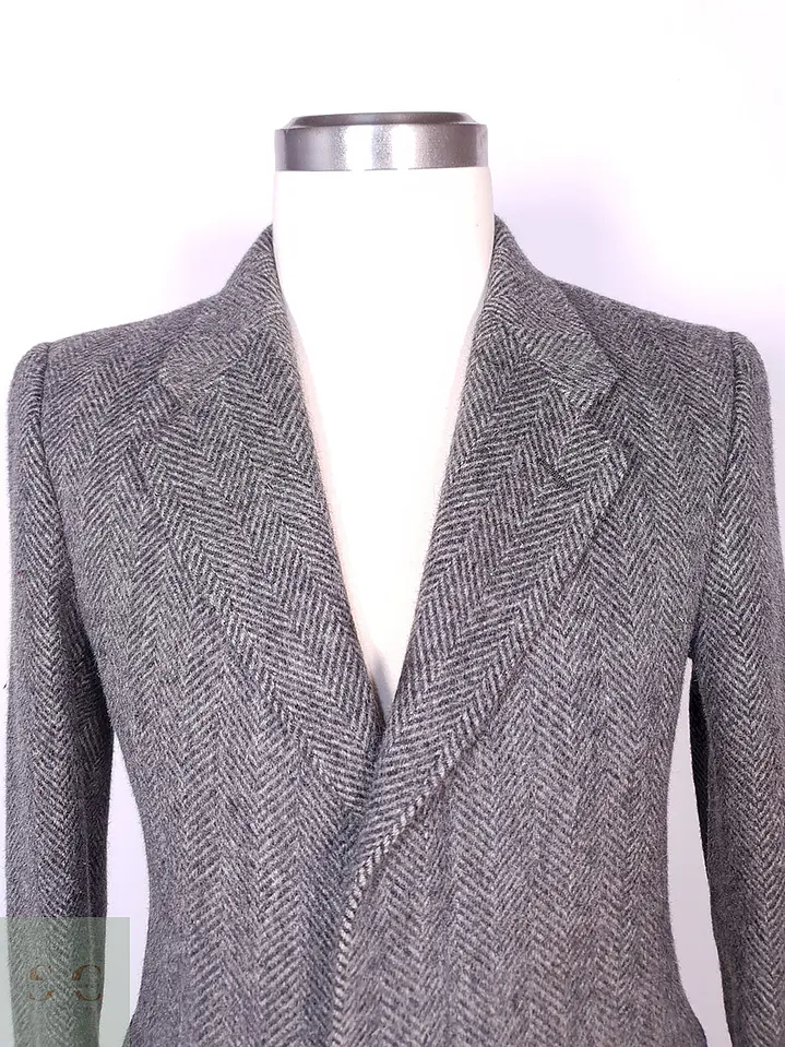 Abrigo Moessmer Vintage Plomo Lana Virgen Mohair Talla M 5