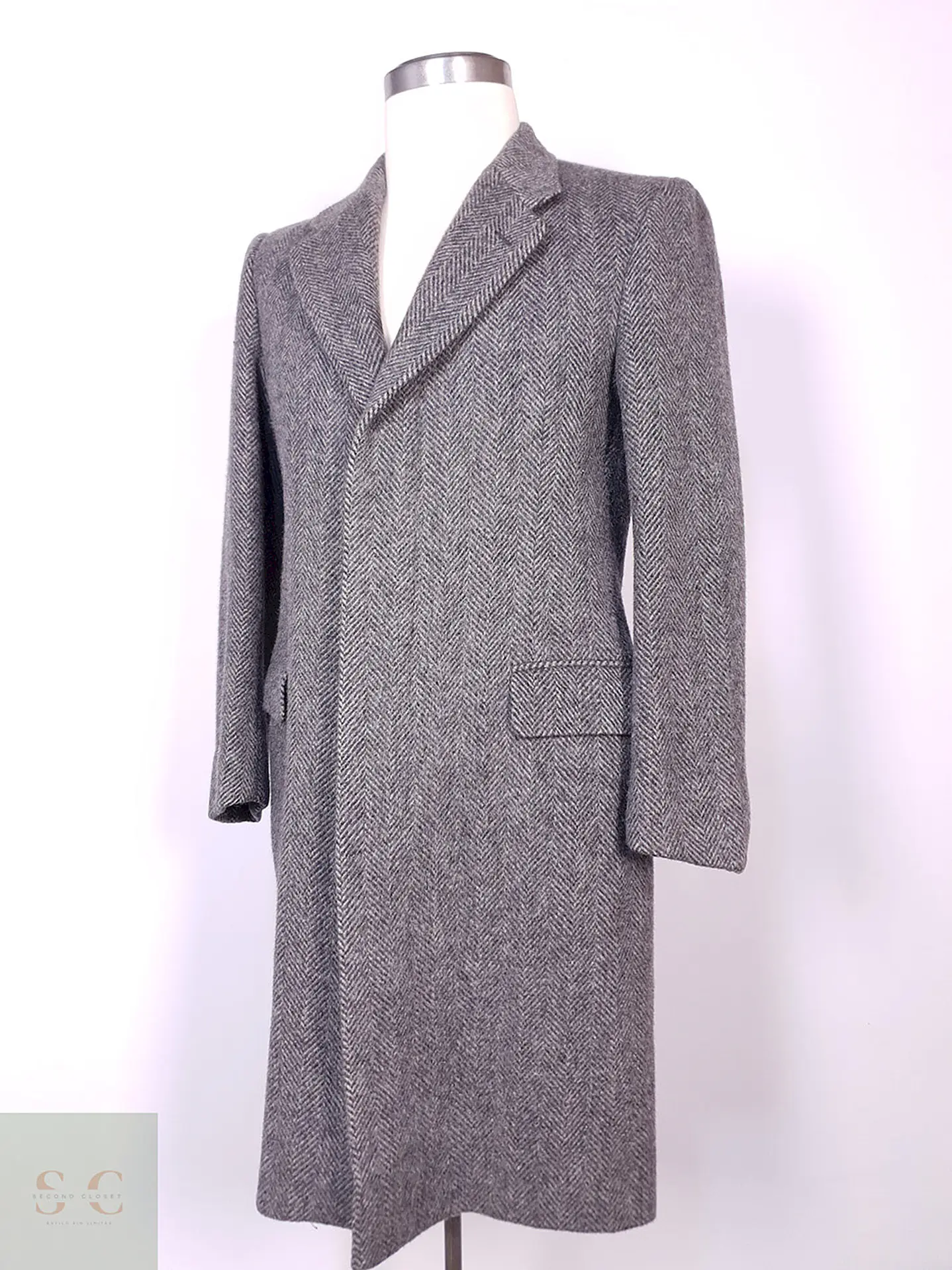 Abrigo Moessmer Vintage Plomo Lana Virgen Mohair Talla M 6