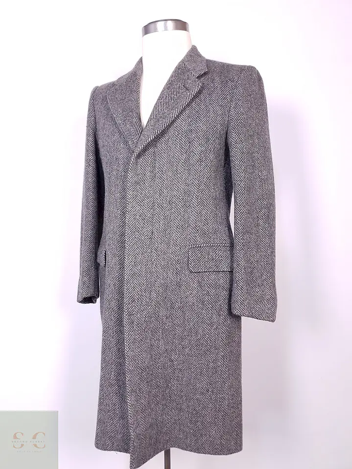 Abrigo Moessmer Vintage Plomo Lana Virgen Mohair Talla M 6