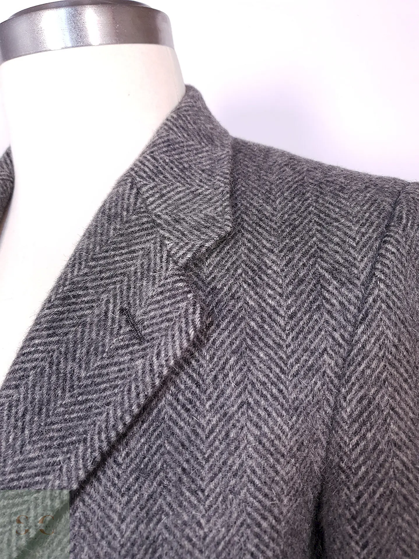Abrigo Moessmer Vintage Plomo Lana Virgen Mohair Talla M 7