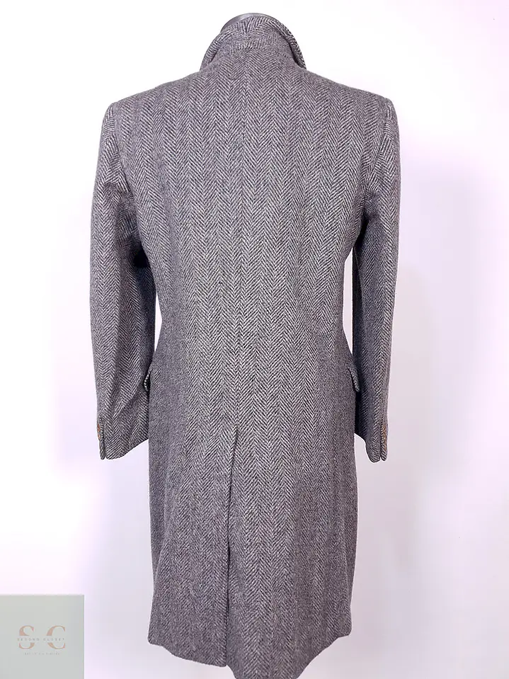 Abrigo Moessmer Vintage Plomo Lana Virgen Mohair Talla M 13