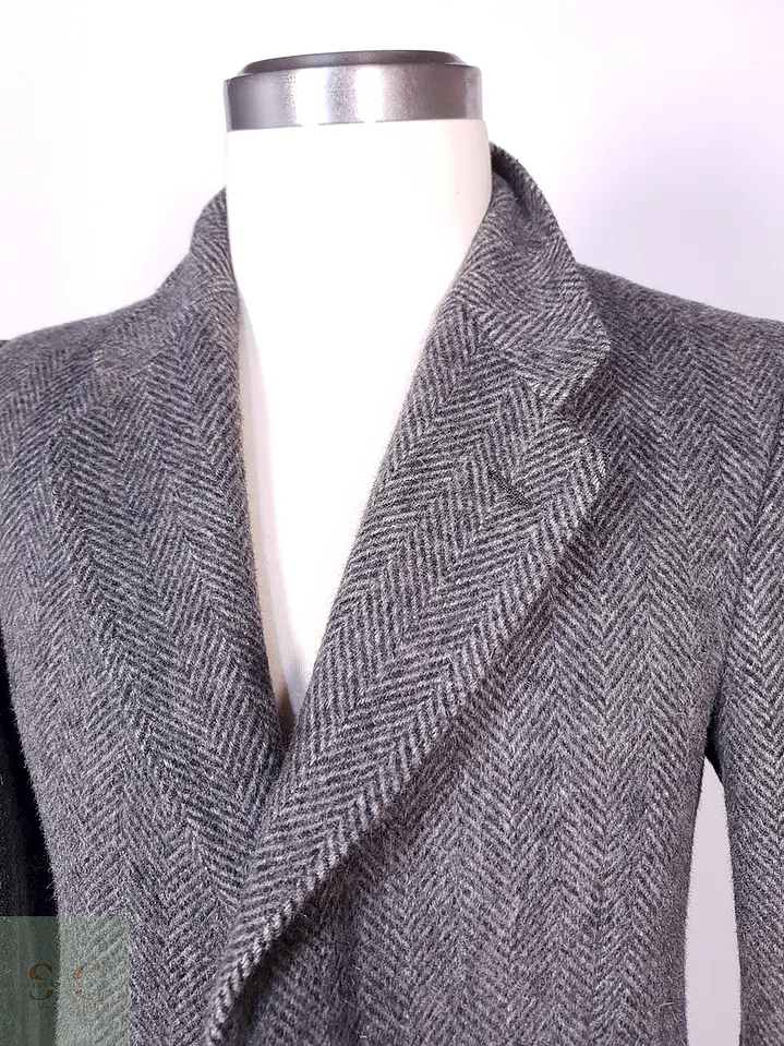 Abrigo Moessmer Vintage Plomo Lana Virgen Mohair Talla M 14