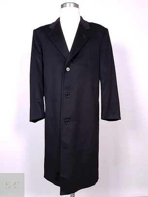 Abrigo Hamilton And Hayes Largo Negro Italiano Lana Cashmere Talla XL
