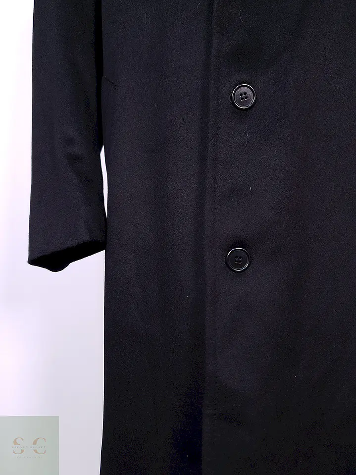 Abrigo Hamilton And Hayes Largo Negro Italiano Lana Cashmere Talla XL 3