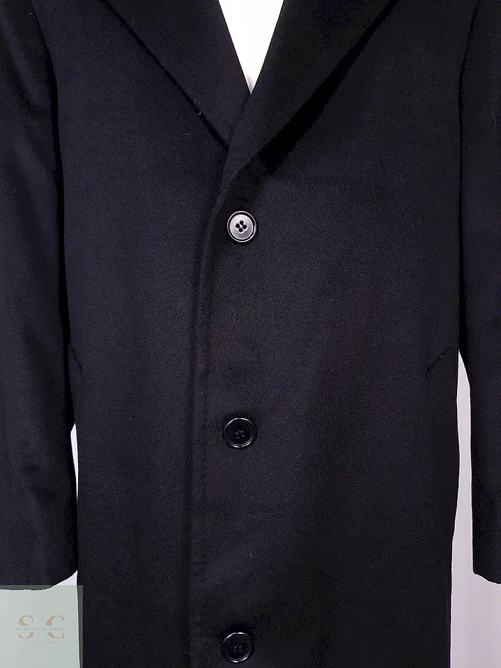 Abrigo Hamilton And Hayes Largo Negro Italiano Lana Cashmere Talla XL 4