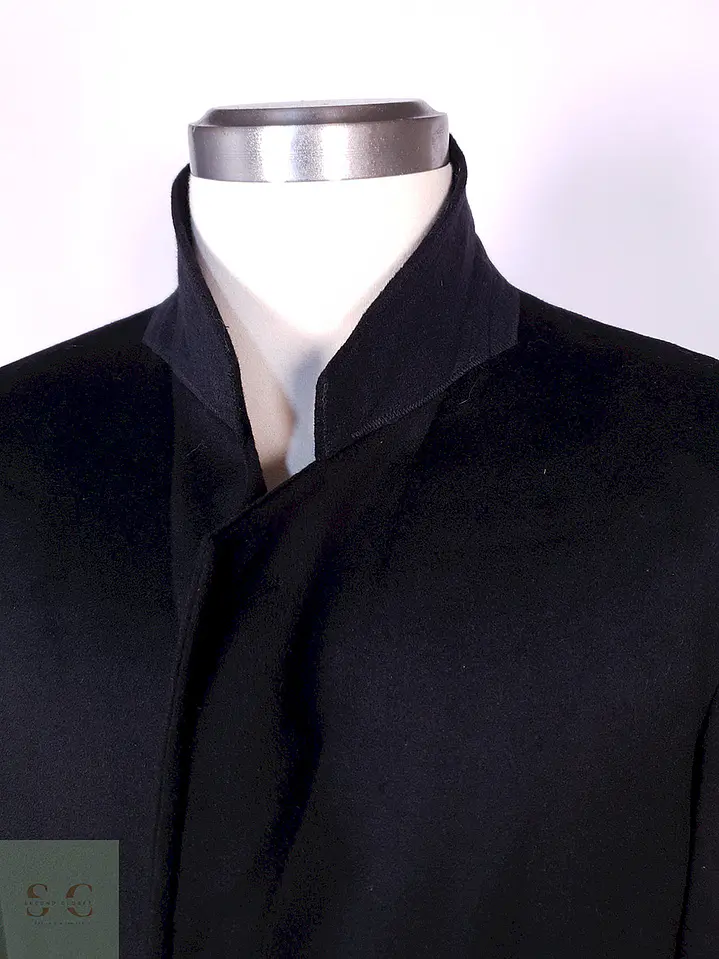 Abrigo Hamilton And Hayes Largo Negro Italiano Lana Cashmere Talla XL 7