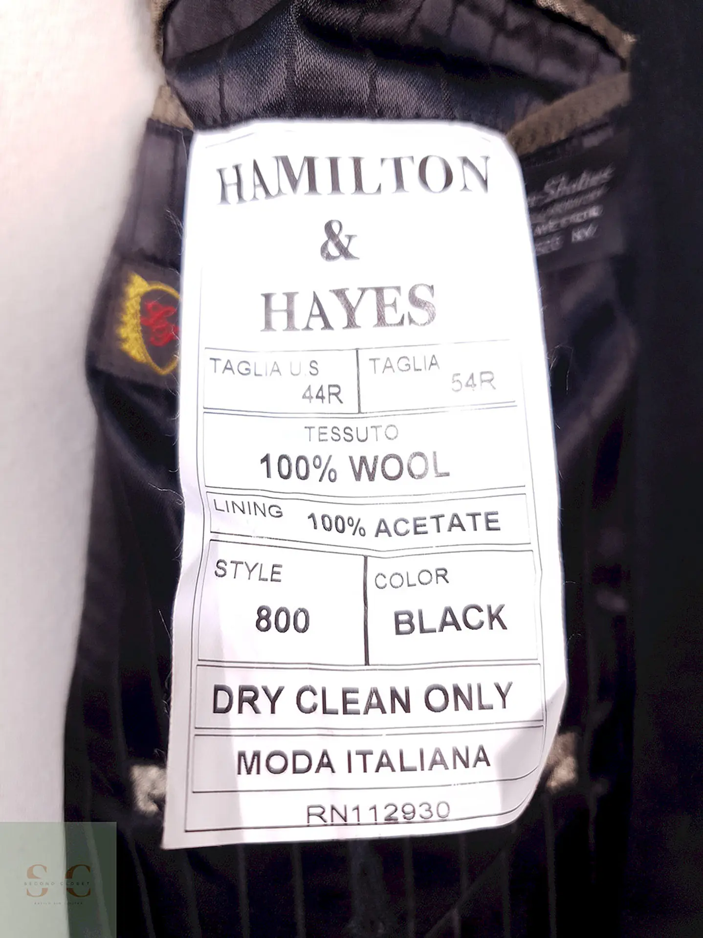 Abrigo Hamilton And Hayes Largo Negro Italiano Lana Cashmere Talla XL 10
