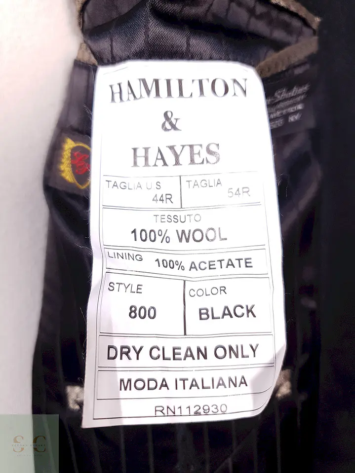 Abrigo Hamilton And Hayes Largo Negro Italiano Lana Cashmere Talla XL 10