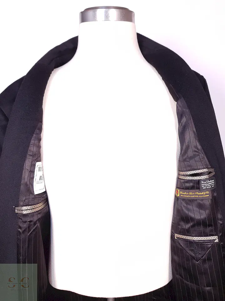 Abrigo Hamilton And Hayes Largo Negro Italiano Lana Cashmere Talla XL 13