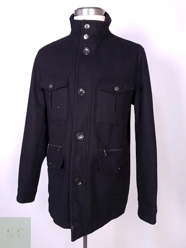 Abrigo Michael Kors Chaqueta Utilitaria Negra Lana Talla ML 2