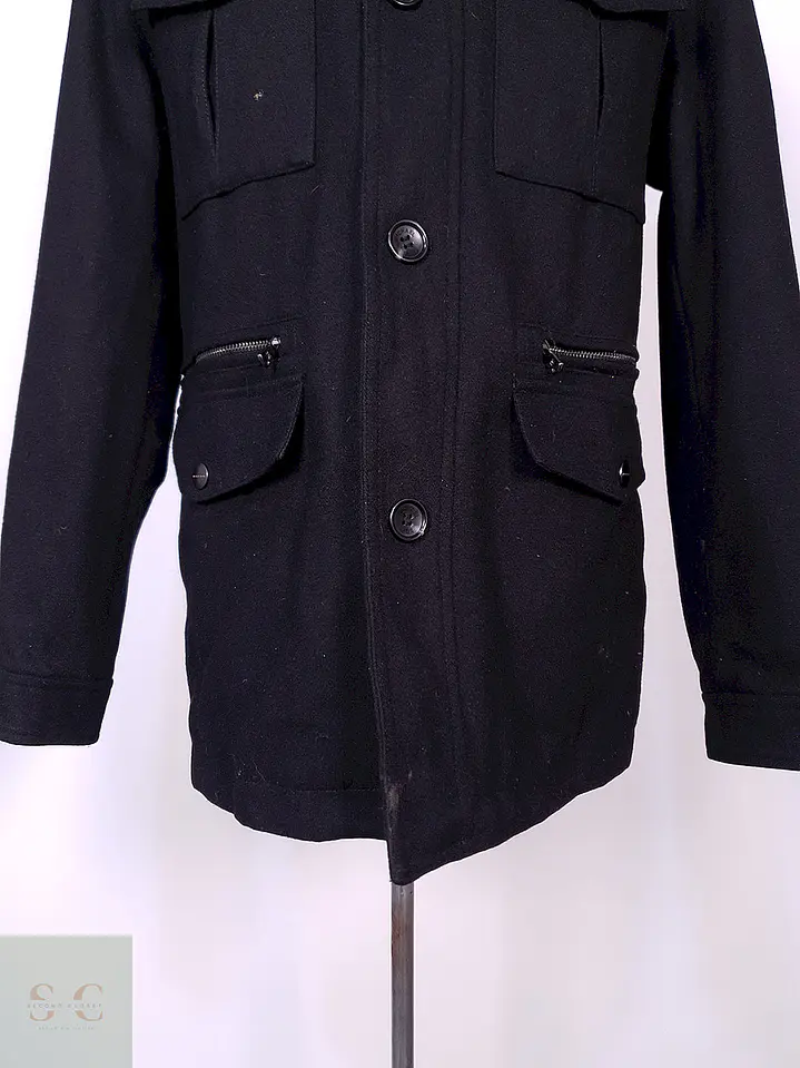 Abrigo Michael Kors Chaqueta Utilitaria Negra Lana Talla ML 3
