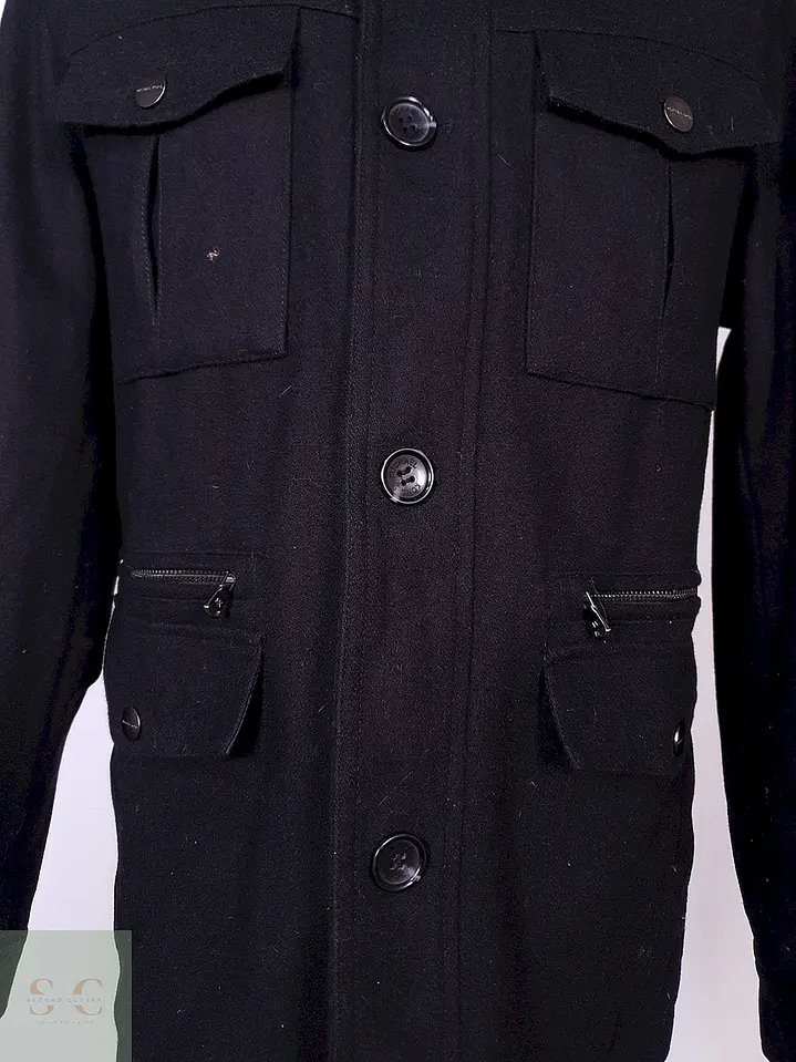 Abrigo Michael Kors Chaqueta Utilitaria Negra Lana Talla ML 4