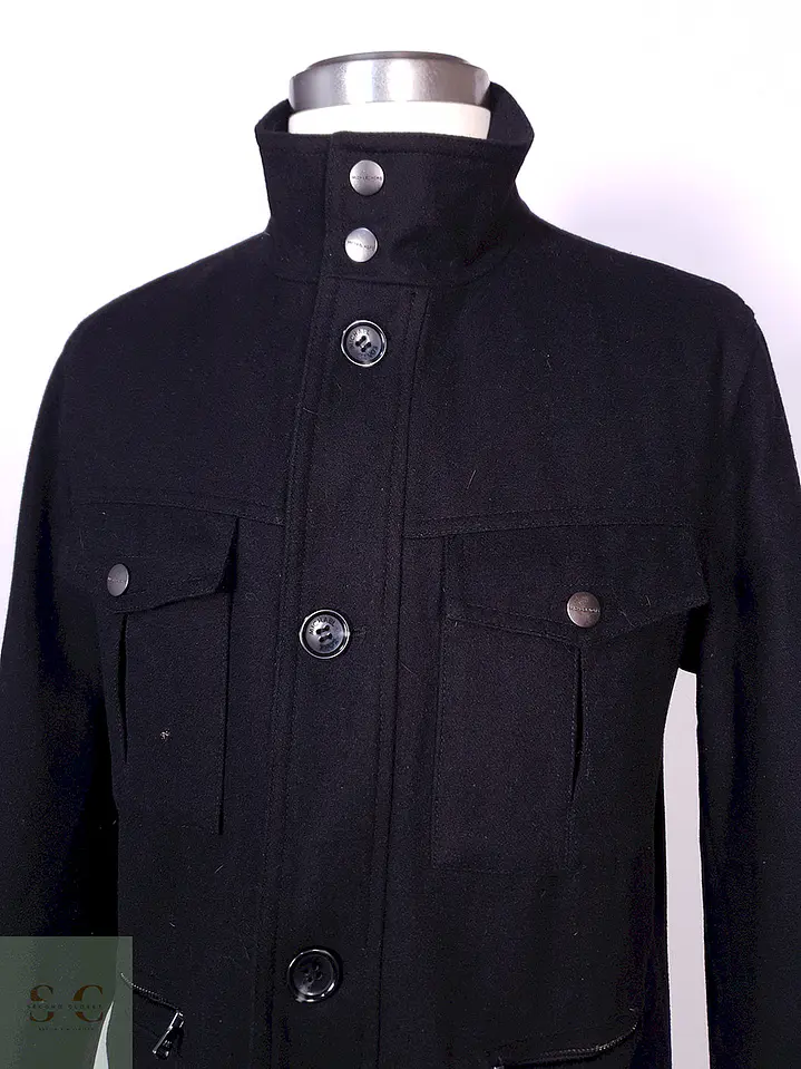 Abrigo Michael Kors Chaqueta Utilitaria Negra Lana Talla ML 5