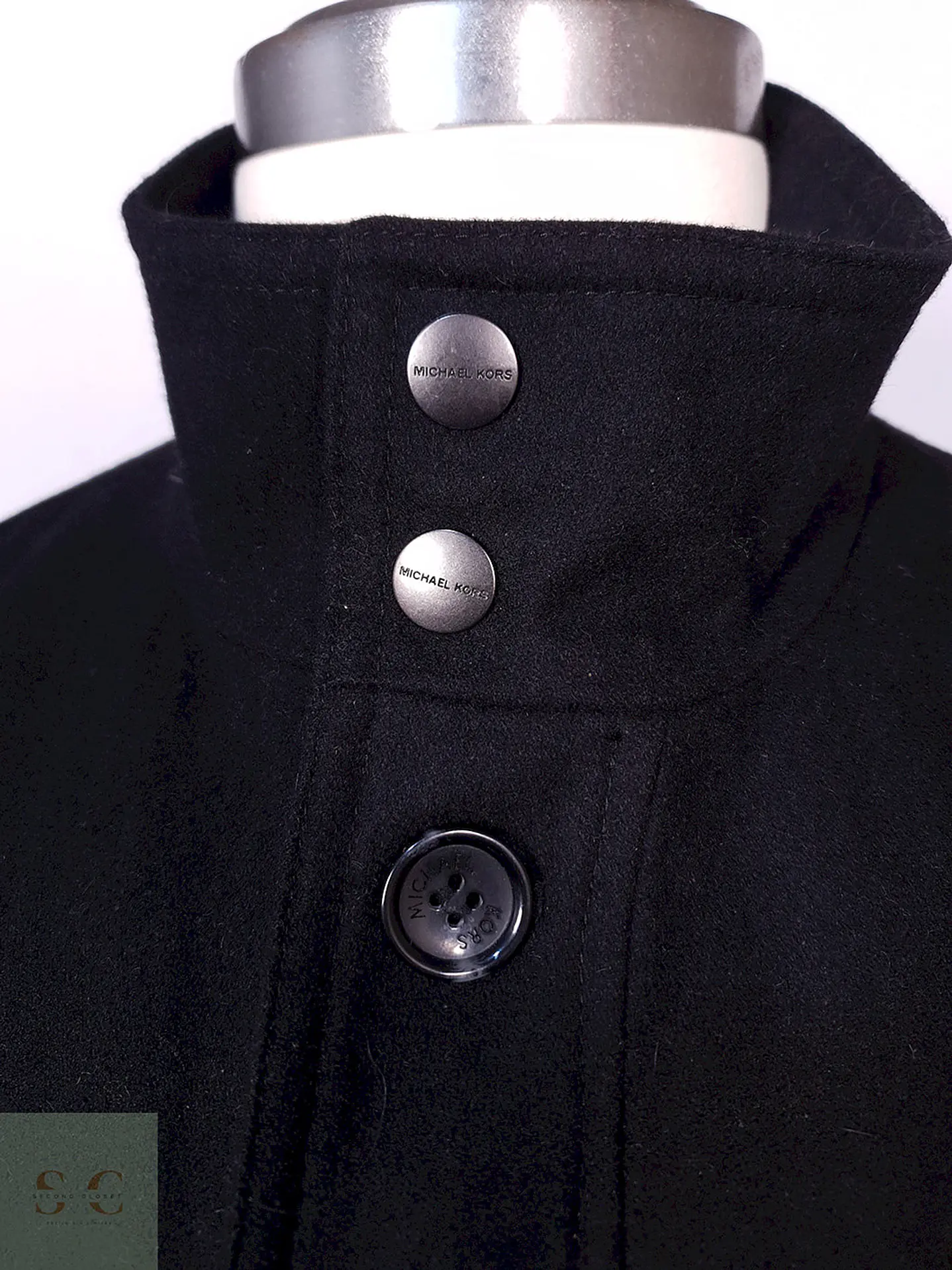 Abrigo Michael Kors Chaqueta Utilitaria Negra Lana Talla ML 6