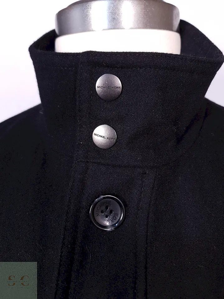Abrigo Michael Kors Chaqueta Utilitaria Negra Lana Talla ML 6