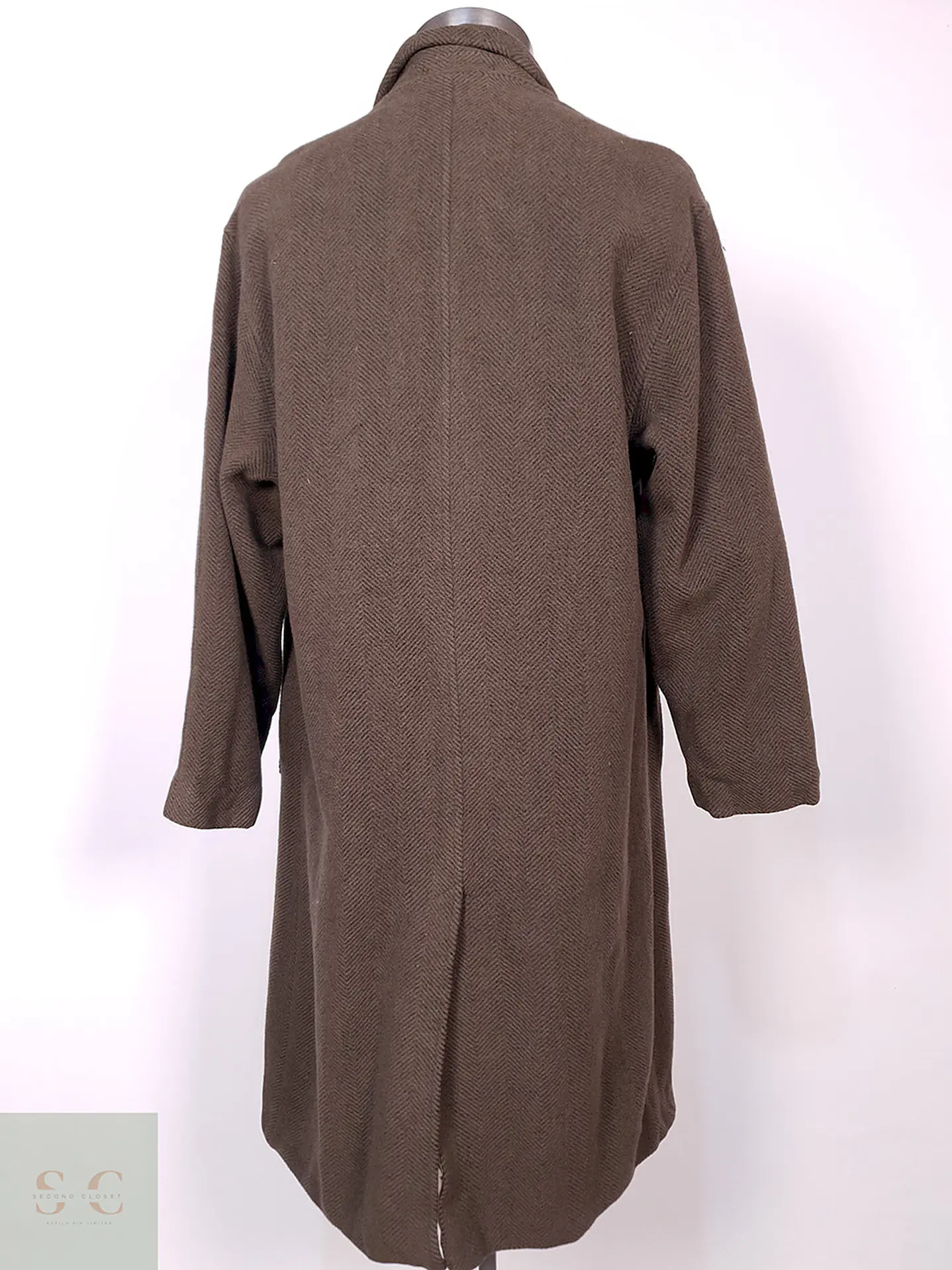 Abrigo Van Gils Largo Café 100% Lana Virgen Talla L 12