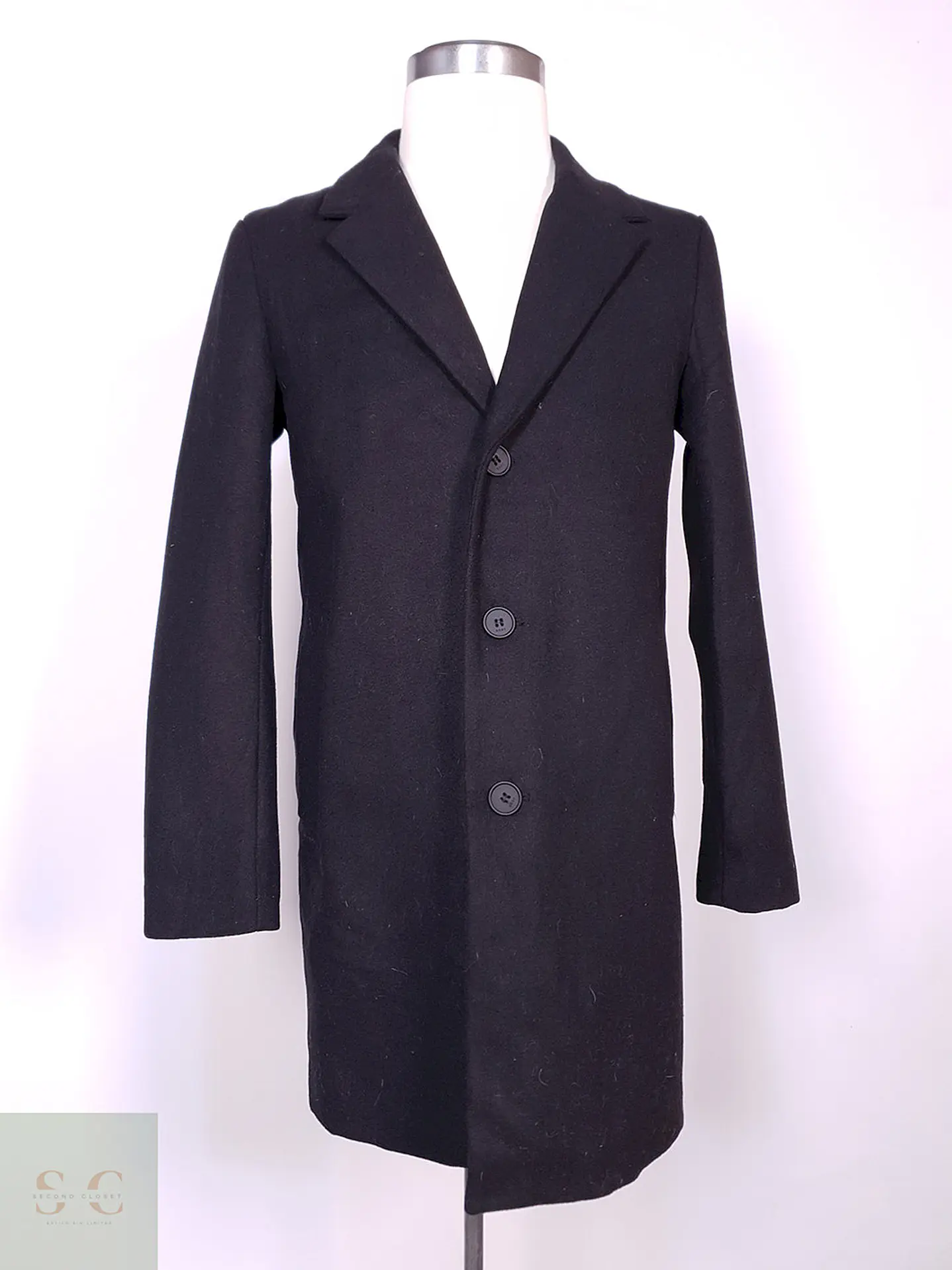 Abrigo DKNY Negro Mezcla Lana Talla SM 2