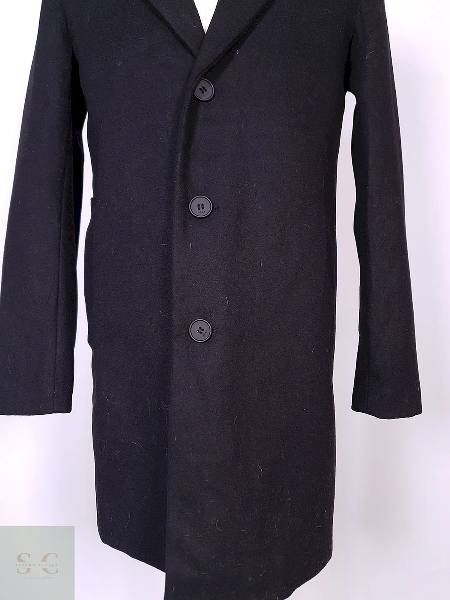 Abrigo DKNY Negro Mezcla Lana Talla SM 3