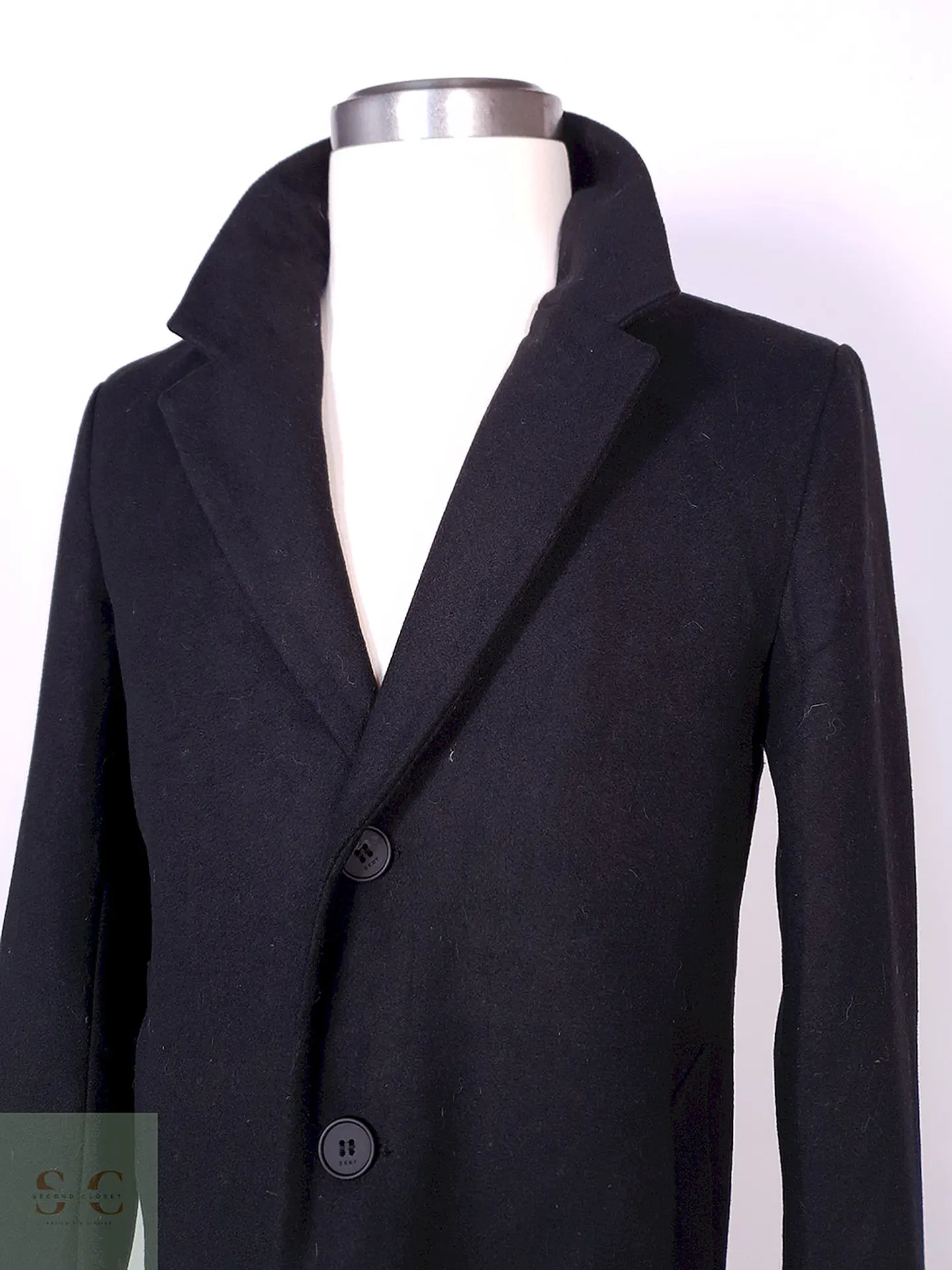 Abrigo DKNY Negro Mezcla Lana Talla SM 6