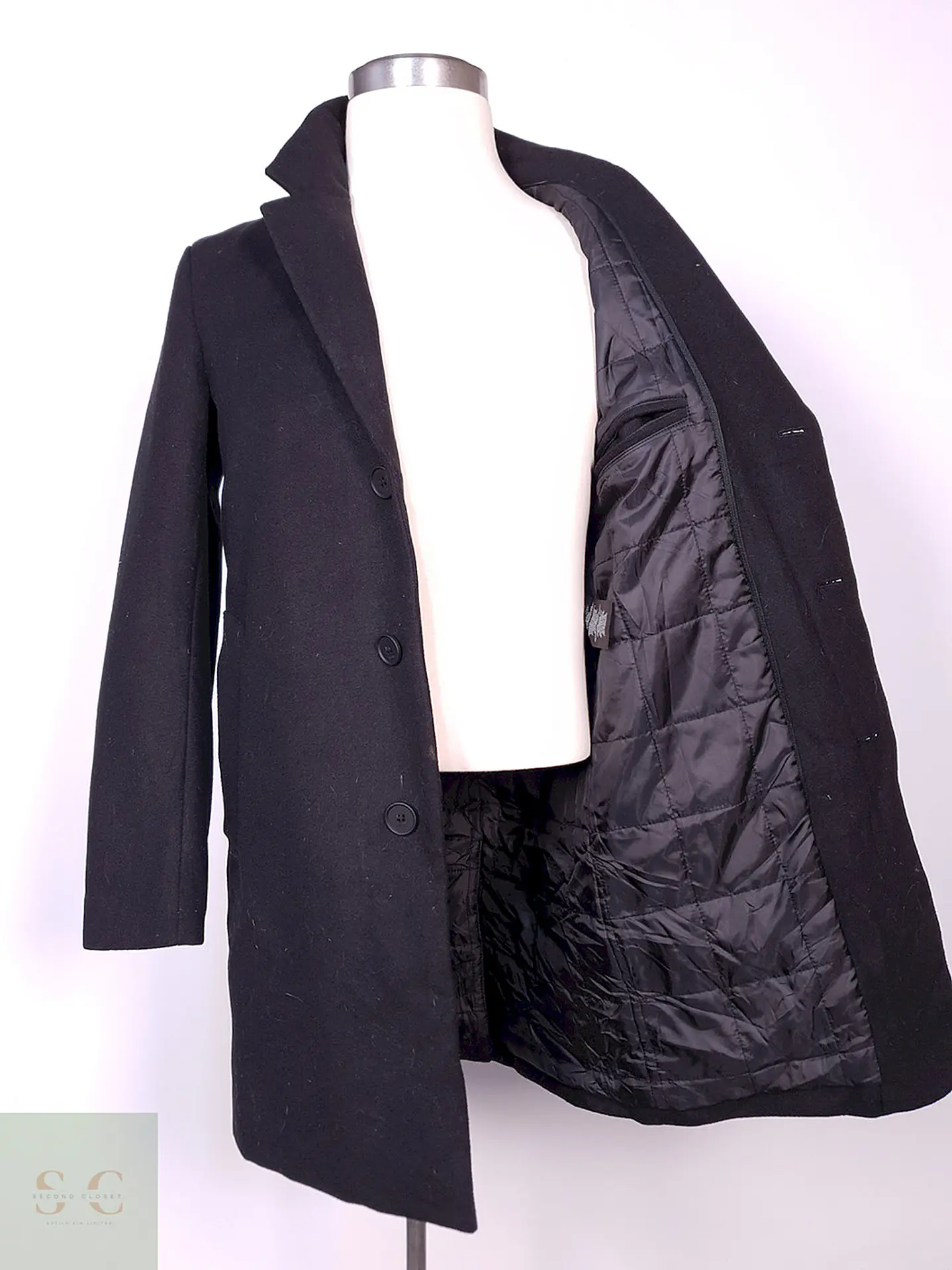 Abrigo DKNY Negro Mezcla Lana Talla SM 9