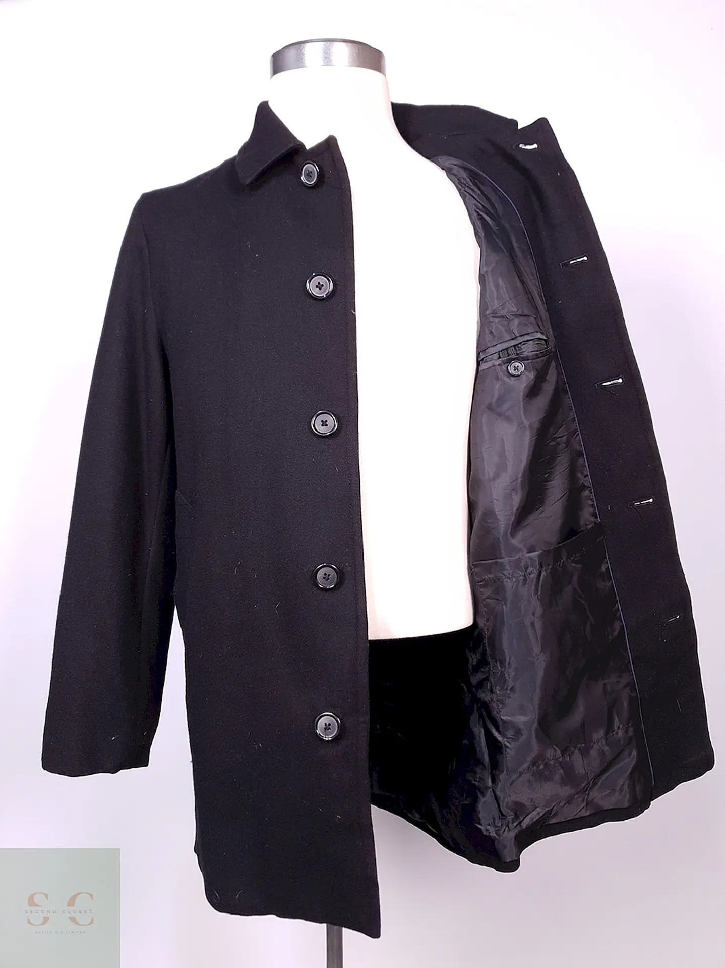 Abrigo Stafford Negro Lana Talla M 6
