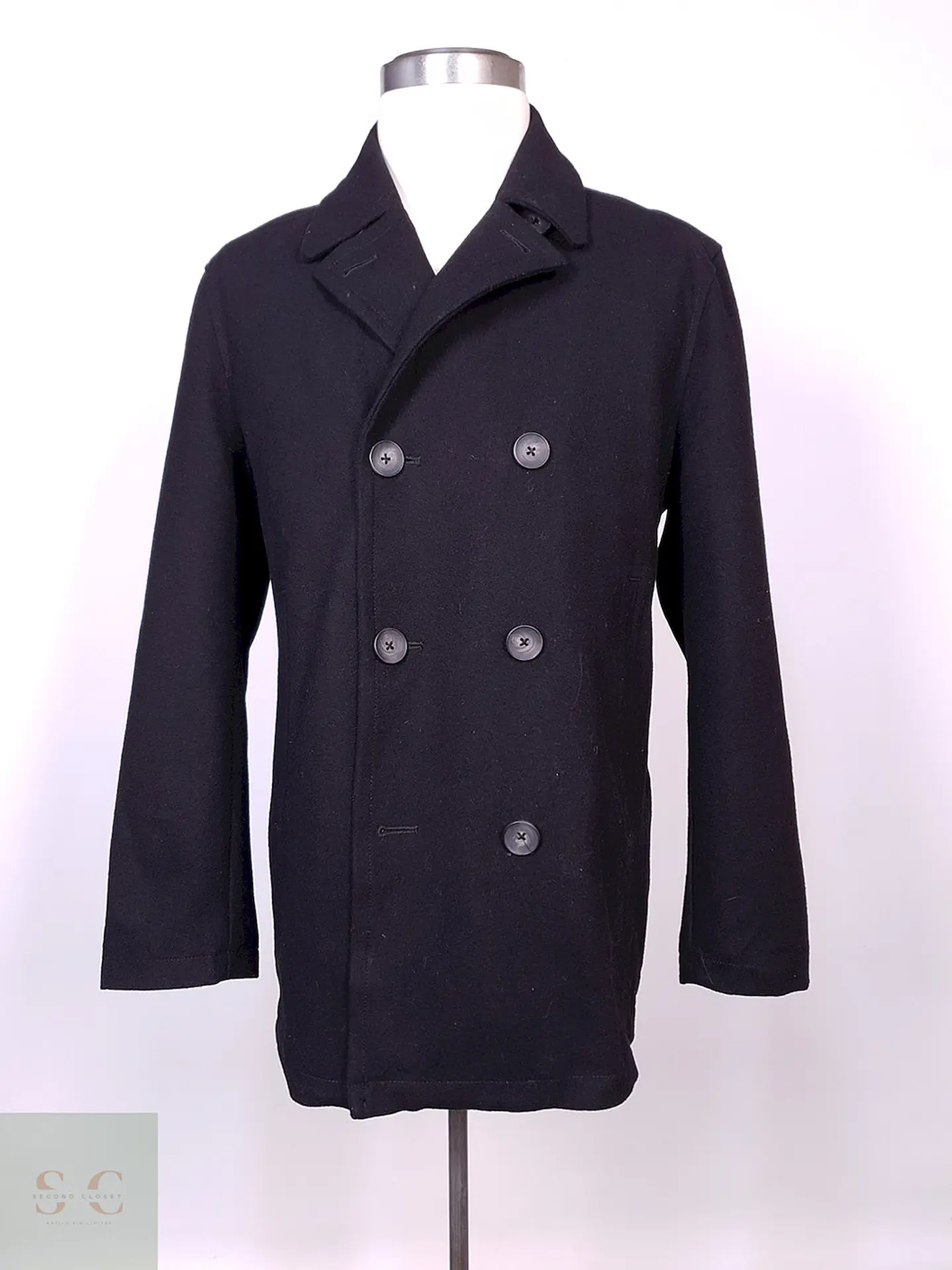 Abrigo Marinero Negro Lana Talla L 1