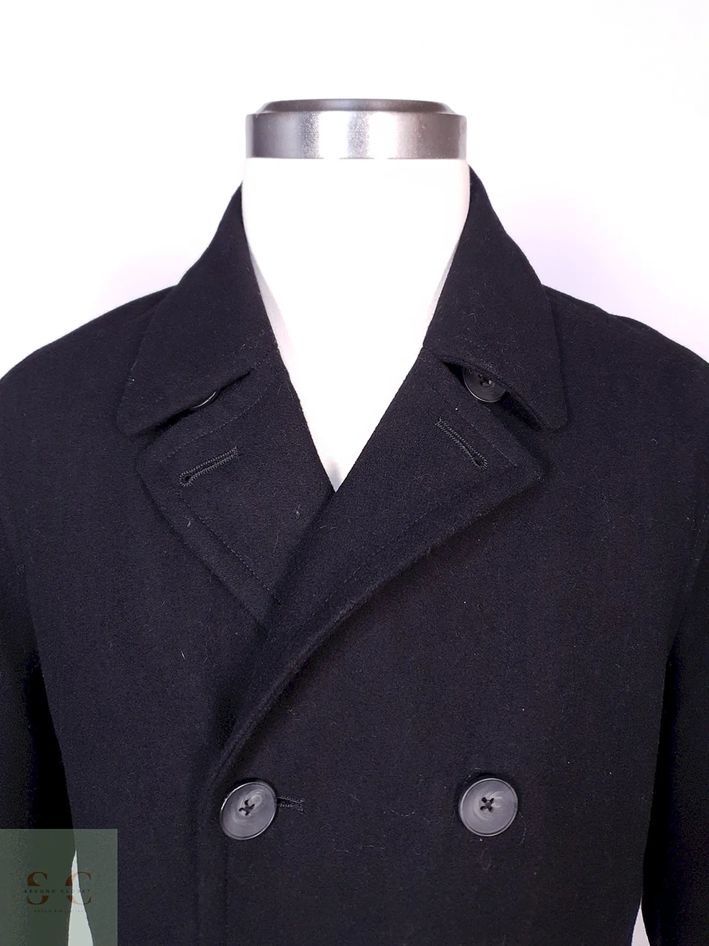 Abrigo Marinero Negro Lana Talla L 4