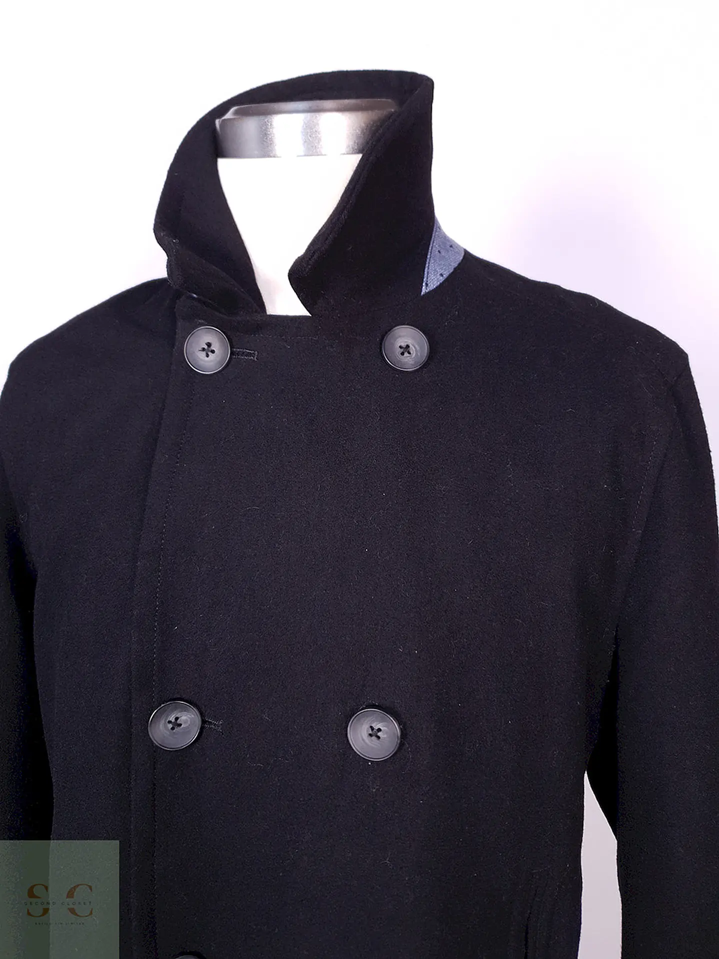 Abrigo Marinero Negro Lana Talla L 5